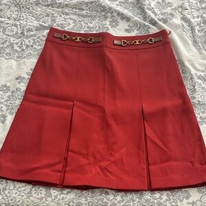 Tory Burch Red Mini Skirt with Chain Accents